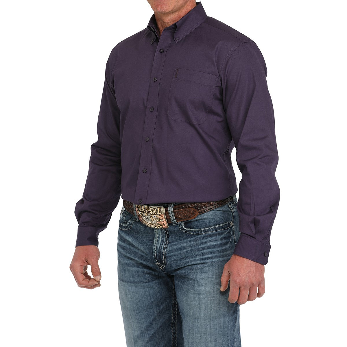 Cinch Men's Solid Purple Modern Fit Button Down Shirt MTW1347125