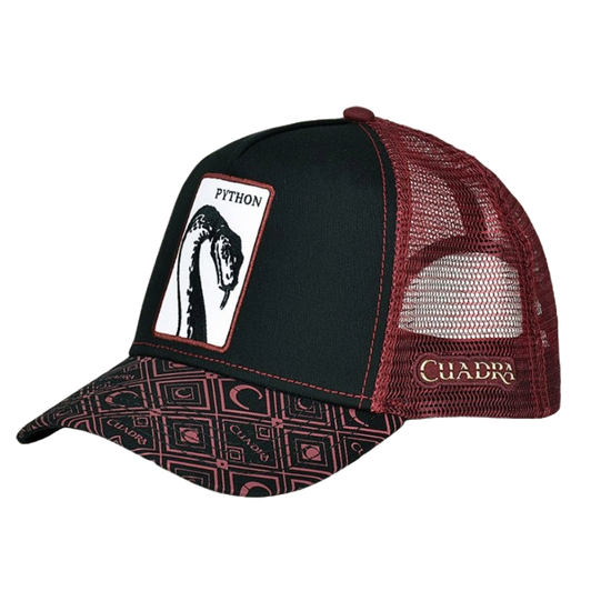 Cuadra Men's Python Patch Red & Black Snapback Cap CC106