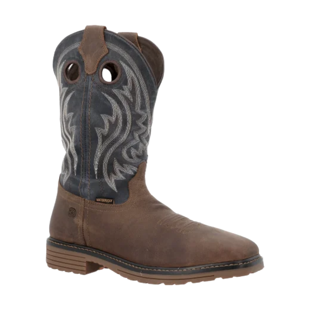 Durango Men's Workhorse™ Rustic Brown & Denim Blue Waterproof Steel Toe Work Boot DDB0561