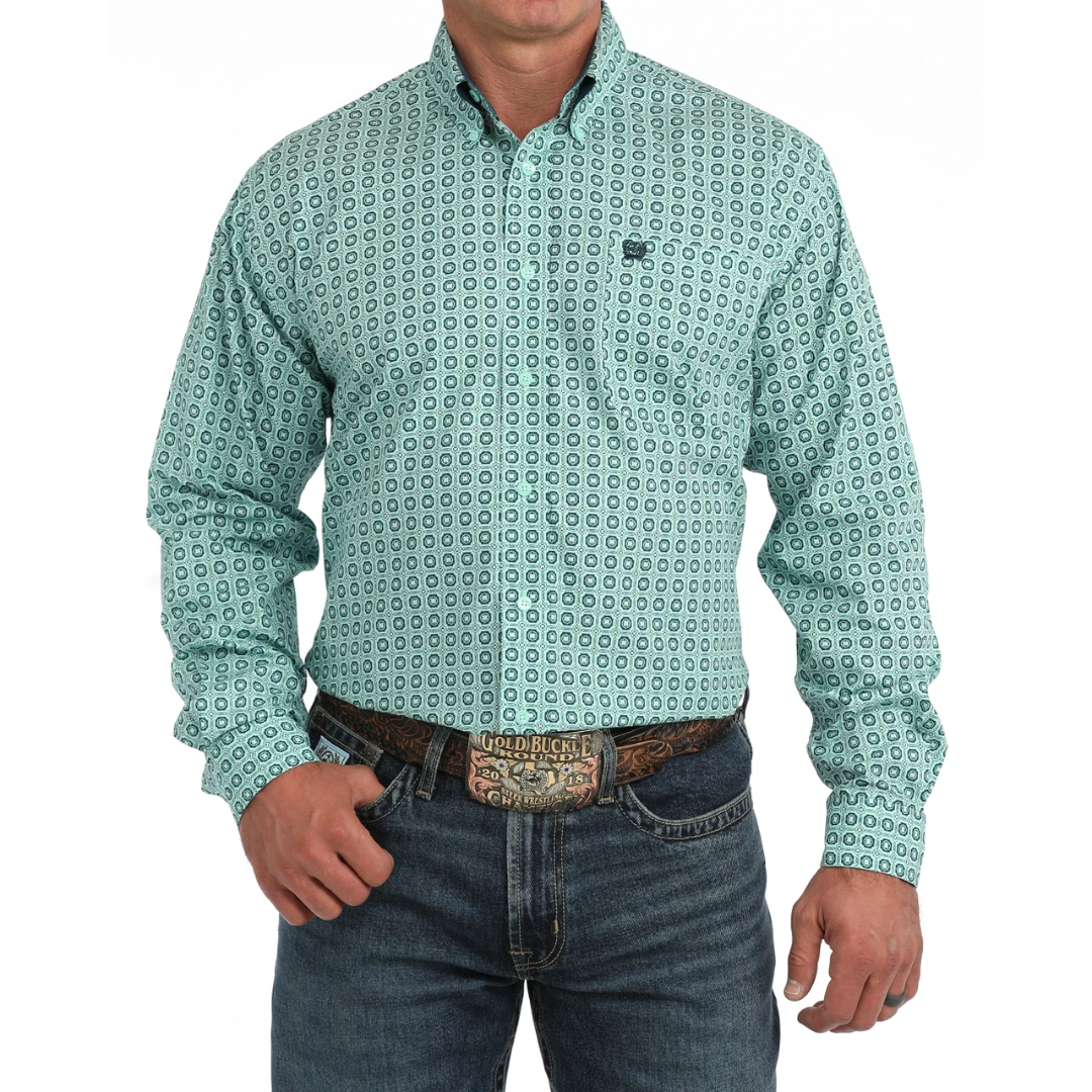 Cinch Men's Blue Printed Button Down MTW1106167