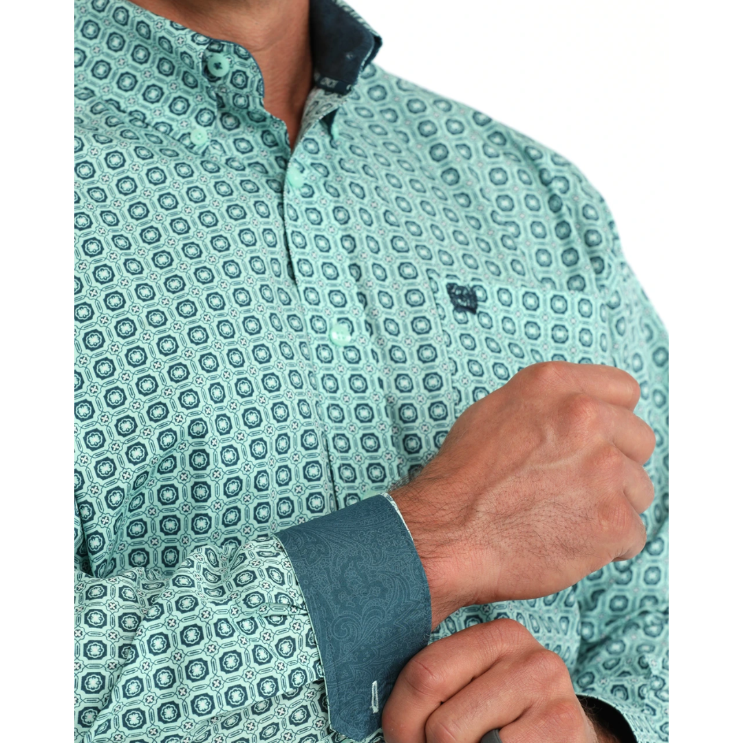 Cinch Men's Blue Printed Button Down MTW1106167