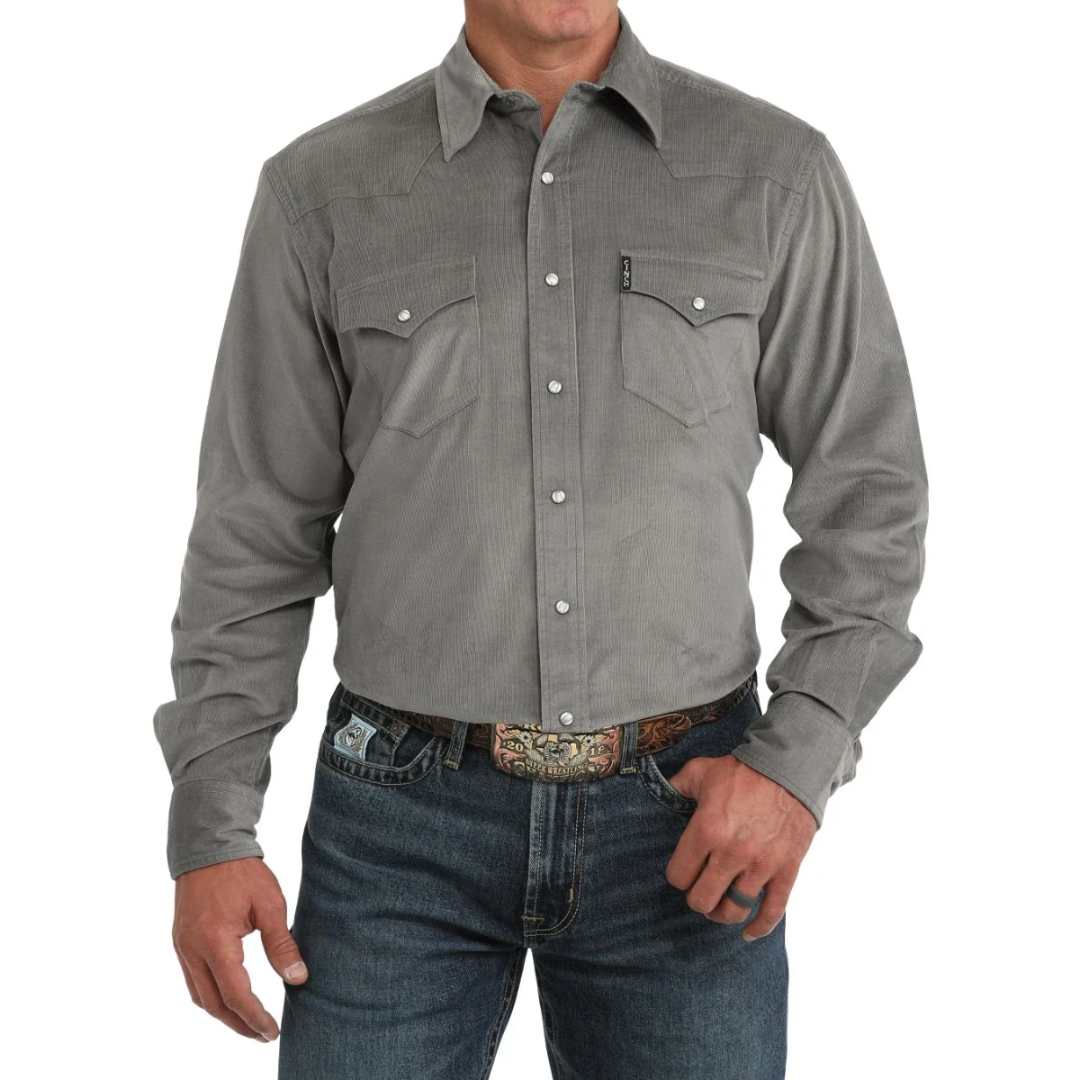 Cinch Men's Grey Corduroy Modern Snap Shirt MTW1303115