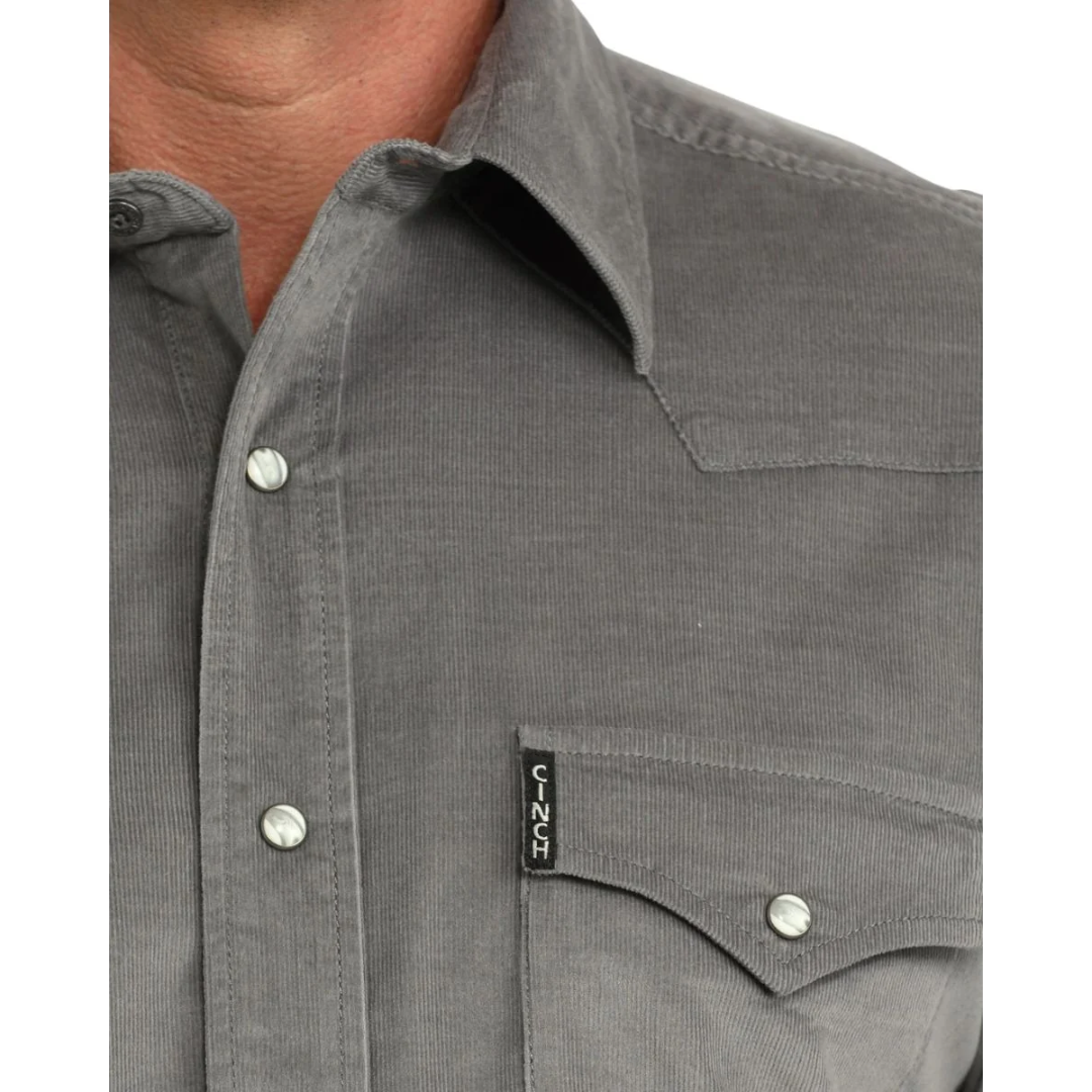 Cinch Men's Grey Corduroy Modern Snap Shirt MTW1303115