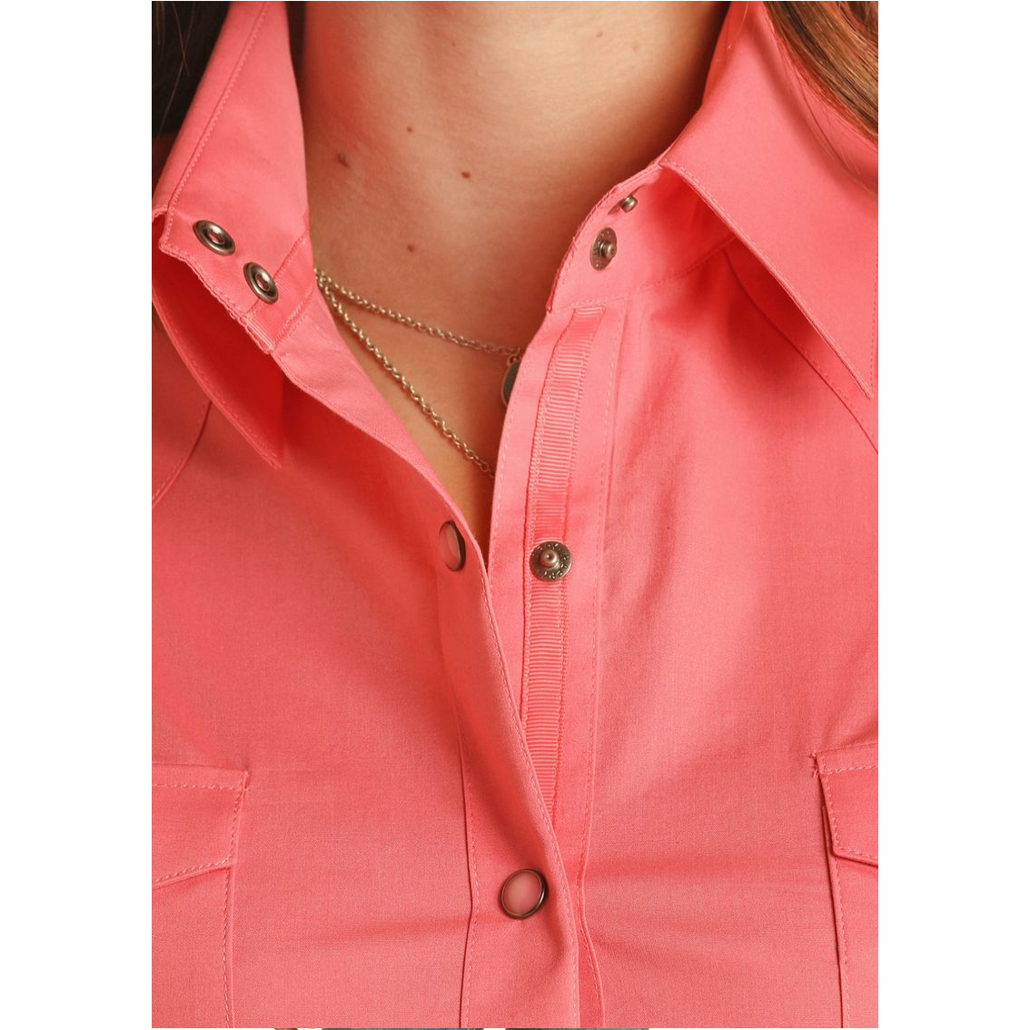 Panhandle® Ladies Solid Peach Snap Button Down Shirt PSWSOSR0LT-96
