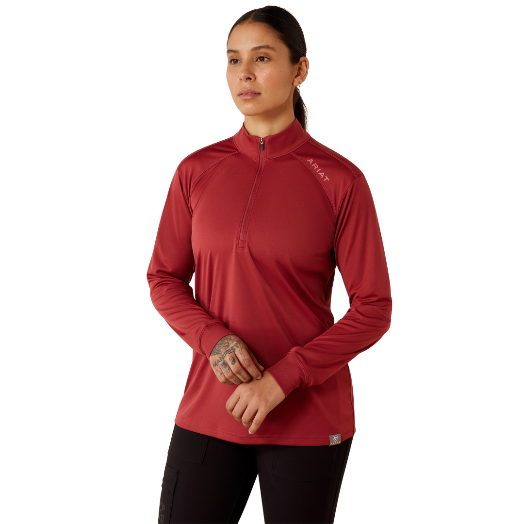 Ariat Ladies Rebar Burnt Russet Sunblocker 1/2 Zip T-Shirt 10079070