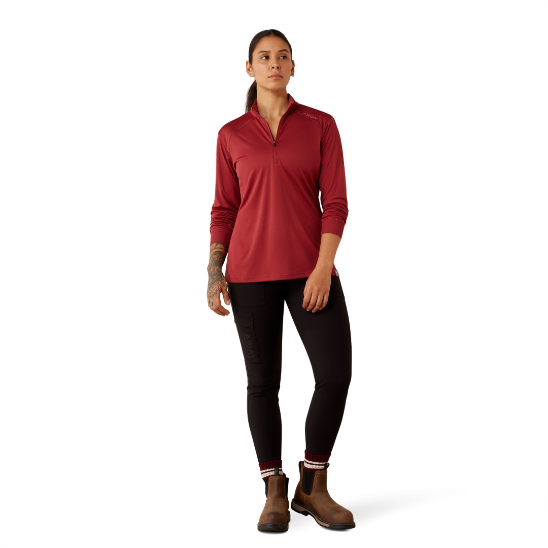 Ariat Ladies Rebar Burnt Russet Sunblocker 1/2 Zip T-Shirt 10079070