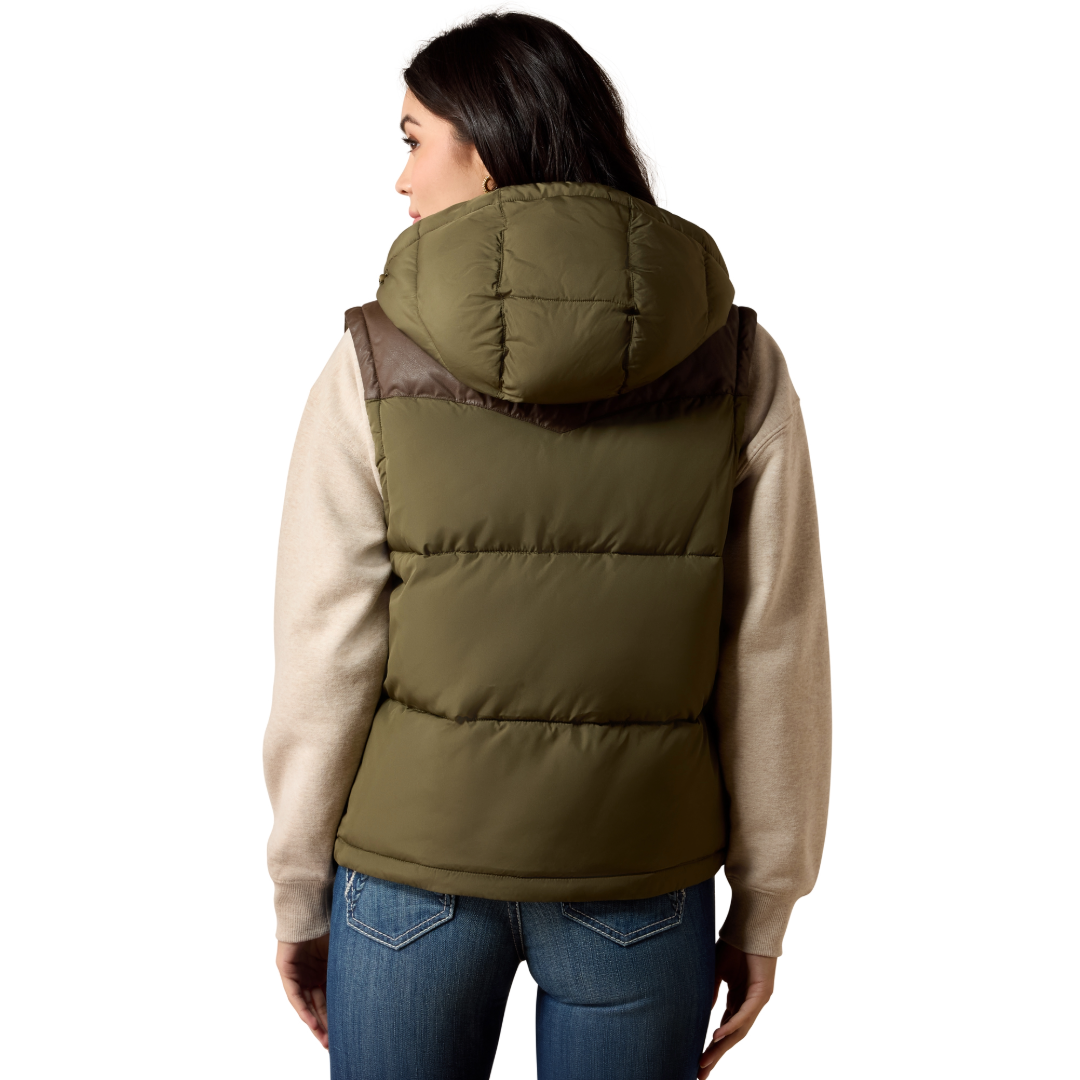 Ariat Ladies Ivy Green Chicory Coffee Frontier Puffer Vest 10079321