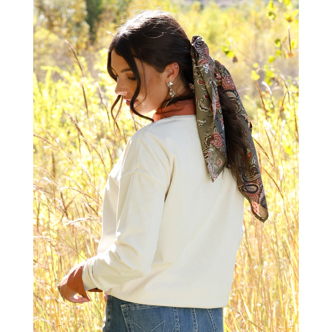 Cruel Denim Ladies Cream 'Rodeo' Ribbed Knit Sweatshirt CWK7502004
