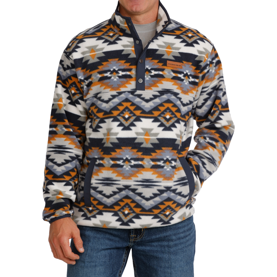 Cinch Men's Multicolor Aztec 1/2 Snap Polar Fleece Pullover MWK1514030