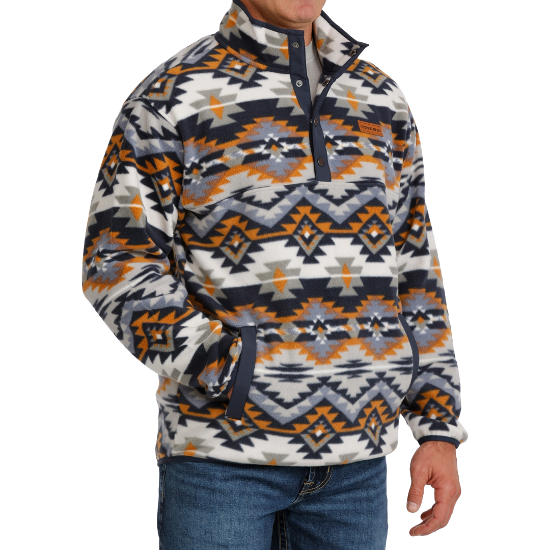 Cinch Men's Multicolor Aztec 1/2 Snap Polar Fleece Pullover MWK1514030