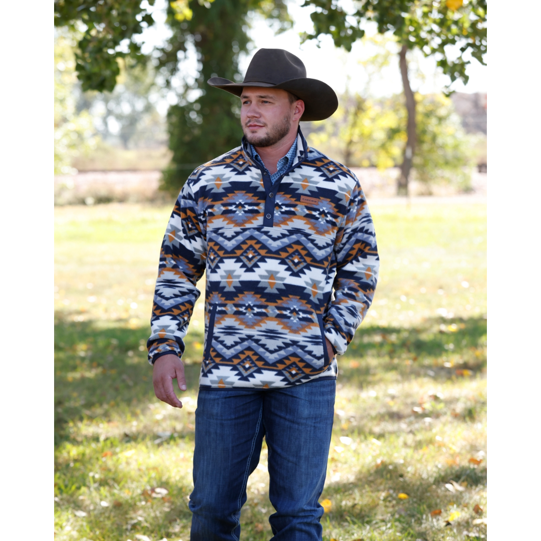 Cinch Men's Multicolor Aztec 1/2 Snap Polar Fleece Pullover MWK1514030