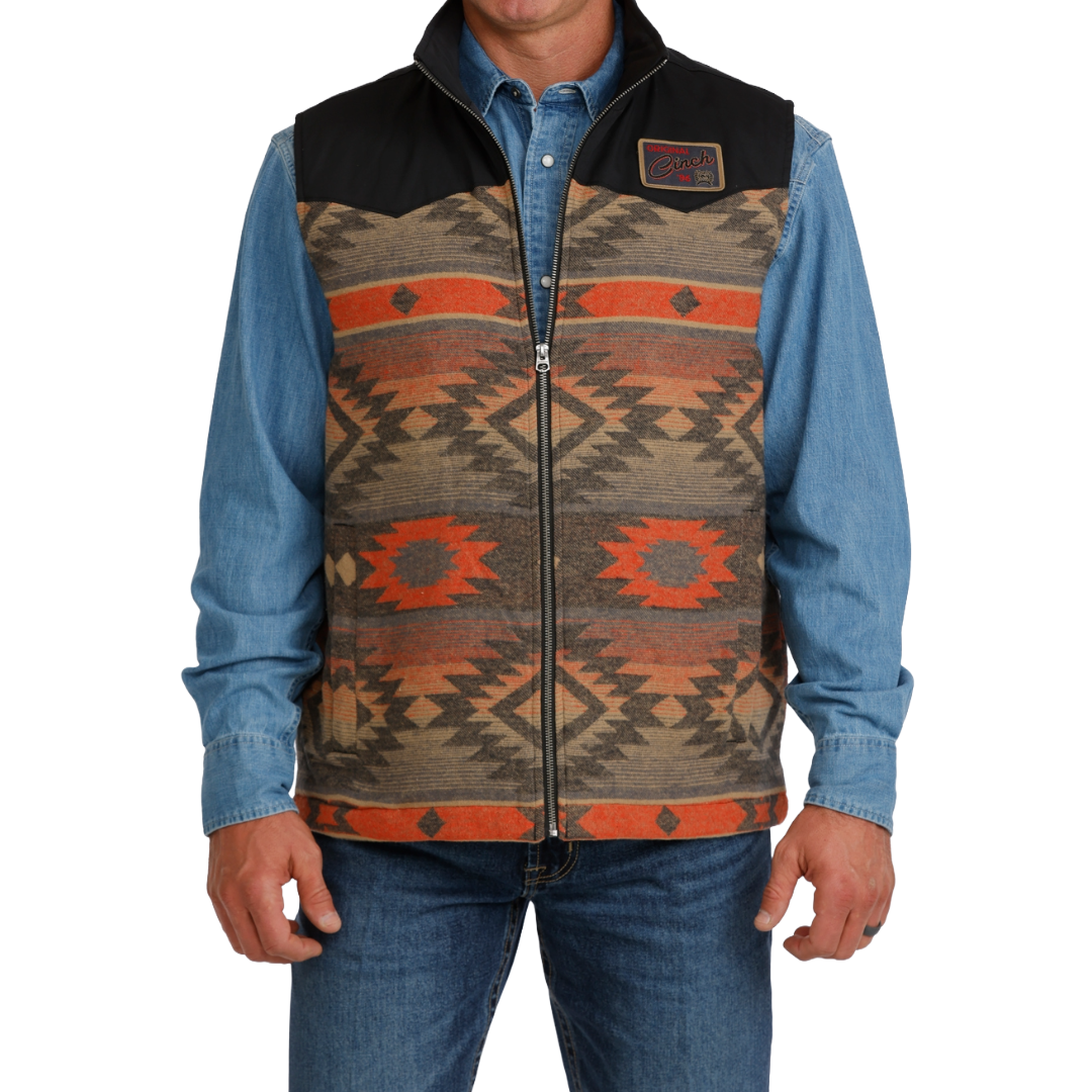 Cinch Men's Charcoal Jacquard Southwest Print Vest MWV1943001