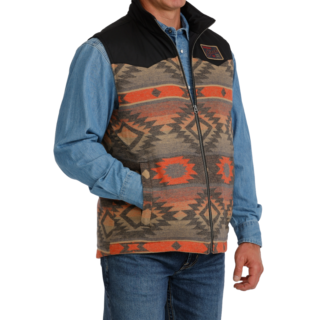 Cinch Men's Charcoal Jacquard Southwest Print Vest MWV1943001