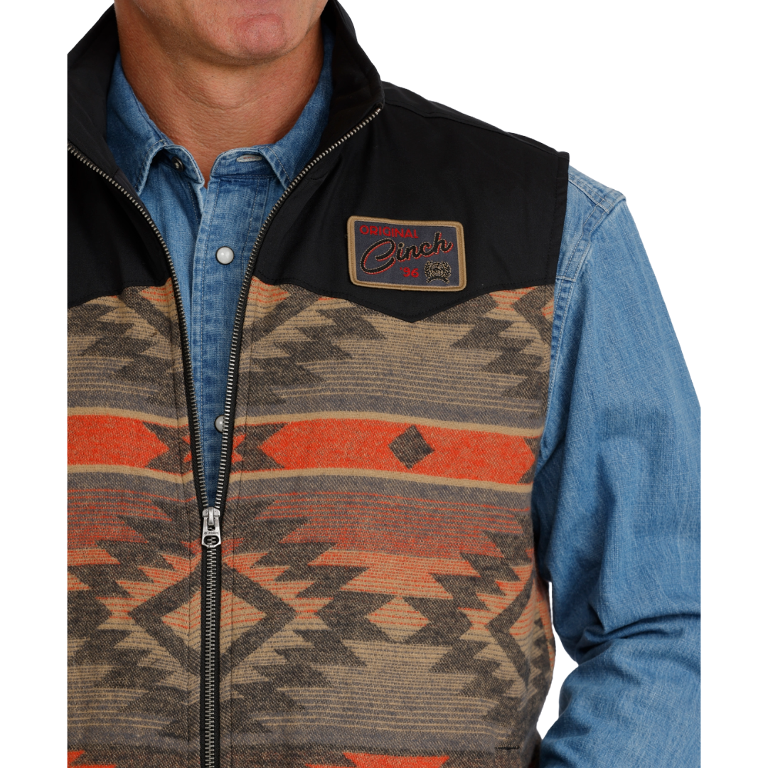 Cinch Men's Charcoal Jacquard Southwest Print Vest MWV1943001