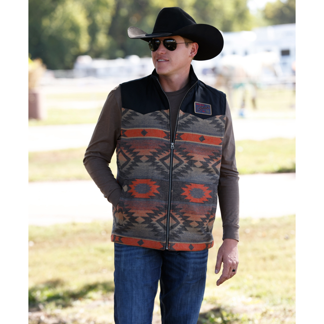 Cinch Men's Charcoal Jacquard Southwest Print Vest MWV1943001