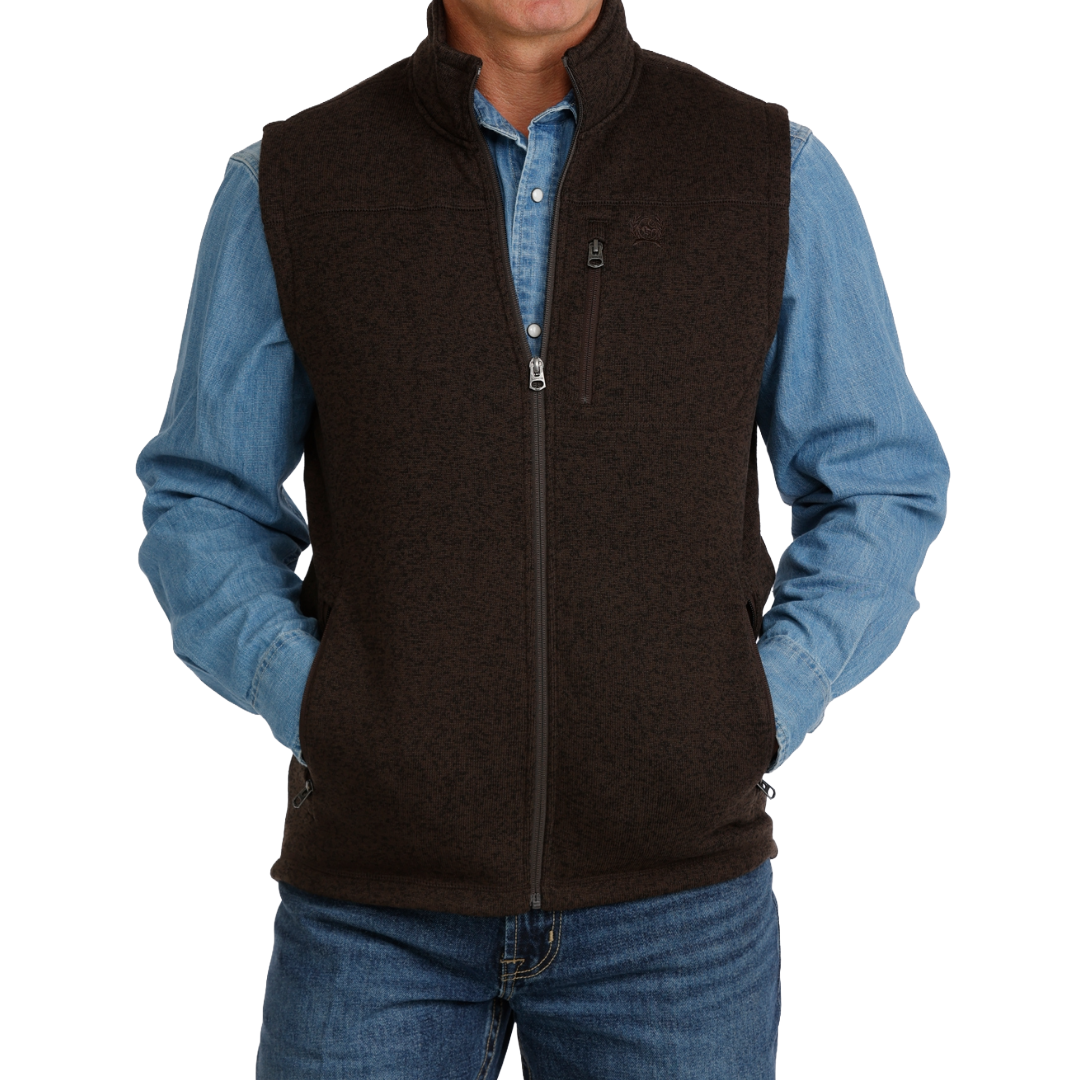 Cinch Men's Brown Zip Up Sweater Vest MWV1225008