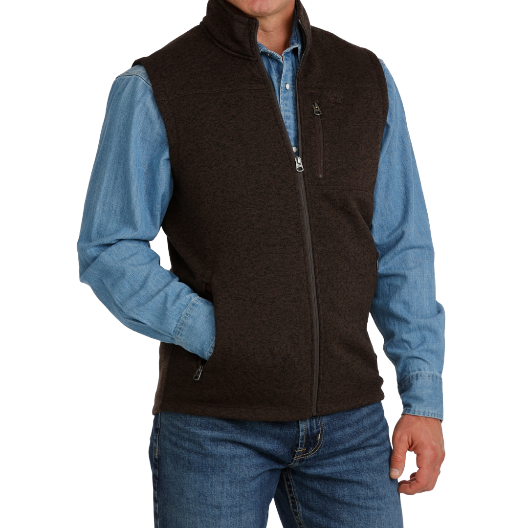 Cinch Men's Brown Zip Up Sweater Vest MWV1225008