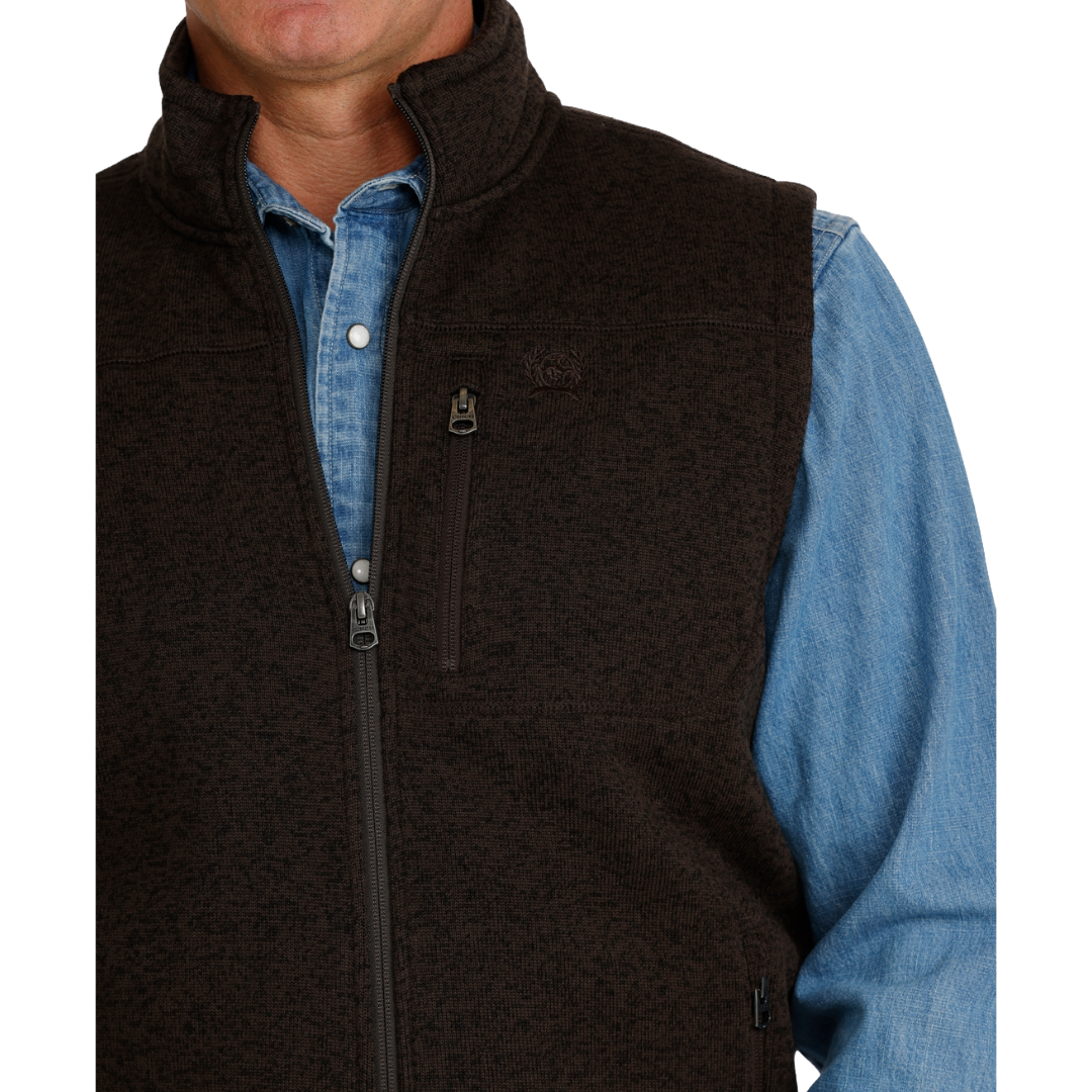 Cinch Men's Brown Zip Up Sweater Vest MWV1225008