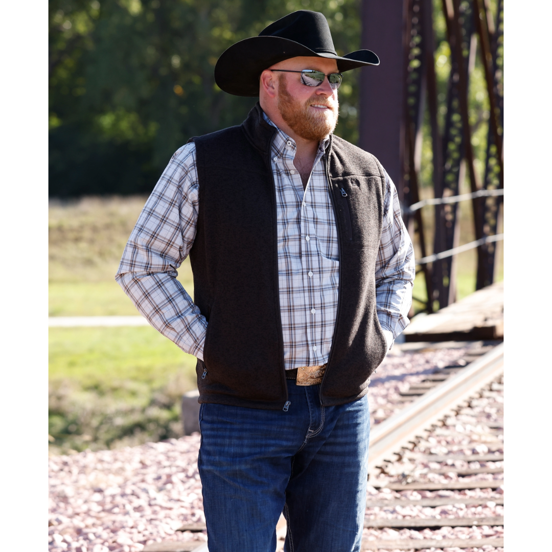 Cinch Men's Brown Zip Up Sweater Vest MWV1225008
