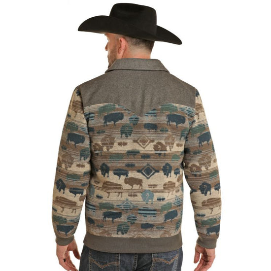 Panhandle Men's Buffalo Wool Grey Bomber Jacket DM92C01474