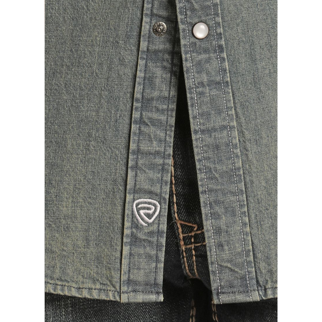 Rock & Roll Denim Men's Solid Dark Denim Snap Button Shirt BMN2S02550
