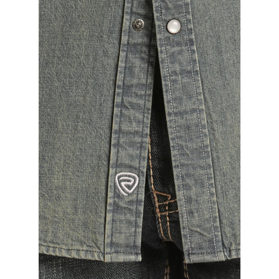 Rock & Roll Denim Men's Solid Dark Denim Snap Button Shirt BMN2S02550