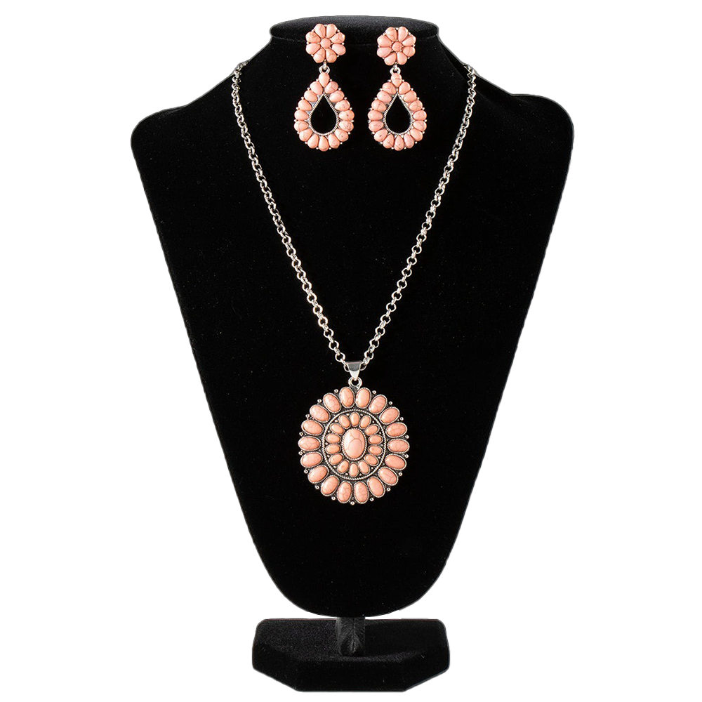 Silver Strike Ladies Pink Stone Jewelry Set D450021730