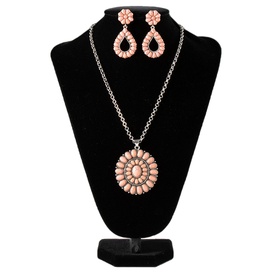 Silver Strike Ladies Pink Stone Jewelry Set D450021730