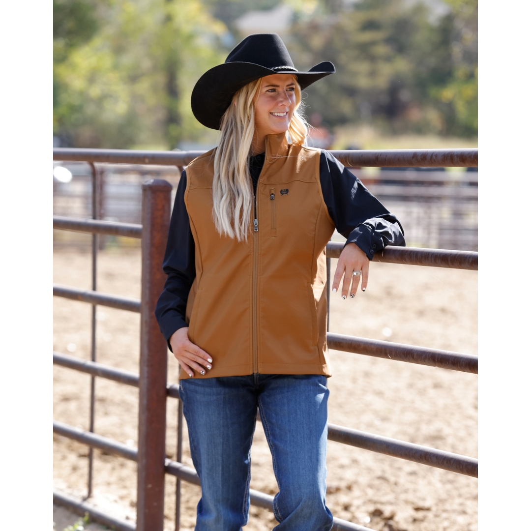 Cinch Ladies Brown Windproof Zip Vest MAV9922003