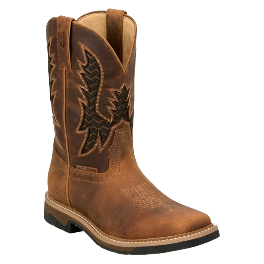 Justin Men's Bolt Brown Waterproof Square Toe Work Boot SE4131