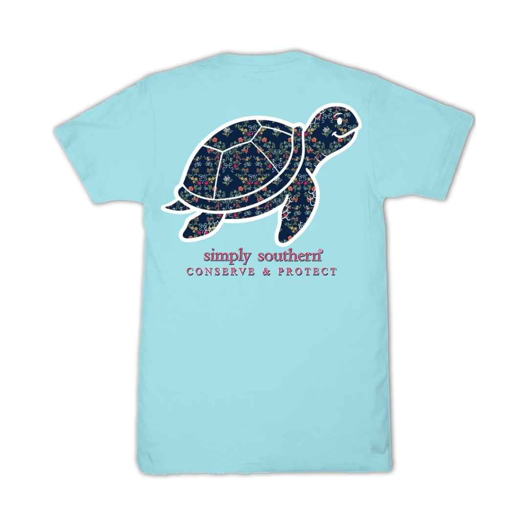 Simply Southern Ladies Agean Sea Turtle Tracking T-Shirt SS-TRACKT1-FLRL-AGEAN