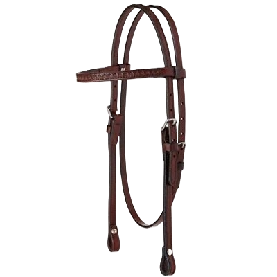 Circle Y Shell Tooled Browband Headstall Brown