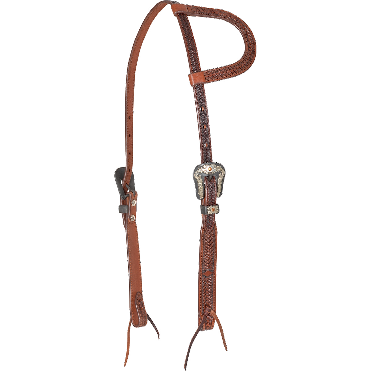 Load image into Gallery viewer, Cashel Chestnut Antique Diamond Tooling One Ear Headstall
