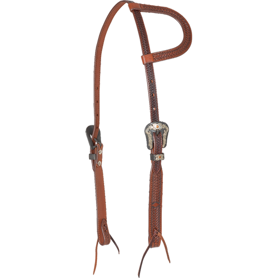 Load image into Gallery viewer, Cashel Chestnut Antique Diamond Tooling One Ear Headstall
