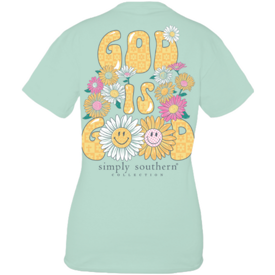 Simply Southern Ladies God Is Good Blue Green Short Sleeve T-Shirt SS-GOOD-CHINCHILLA