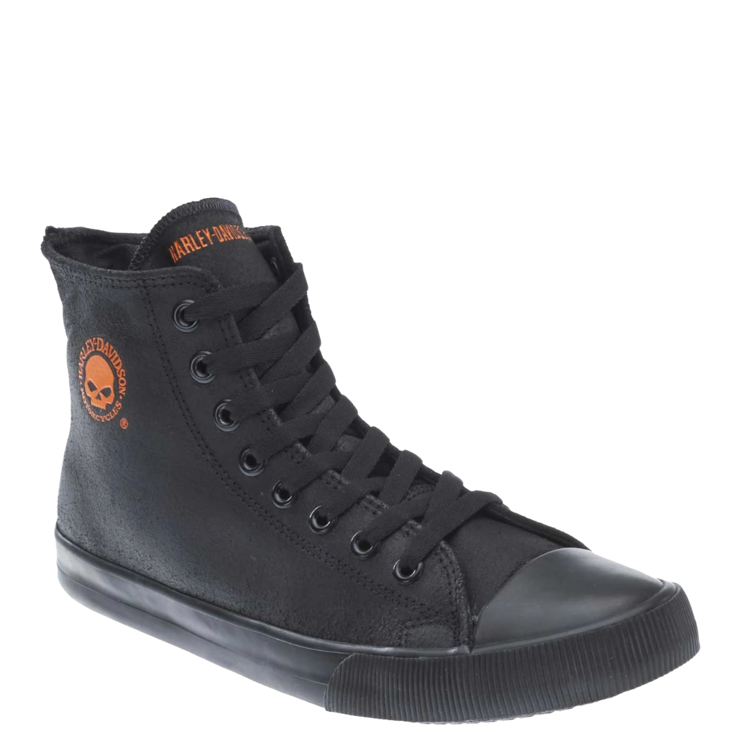 Harley Davidson Men's Baxter Black & Orange Leather Hi-Cut Sneaker D93343