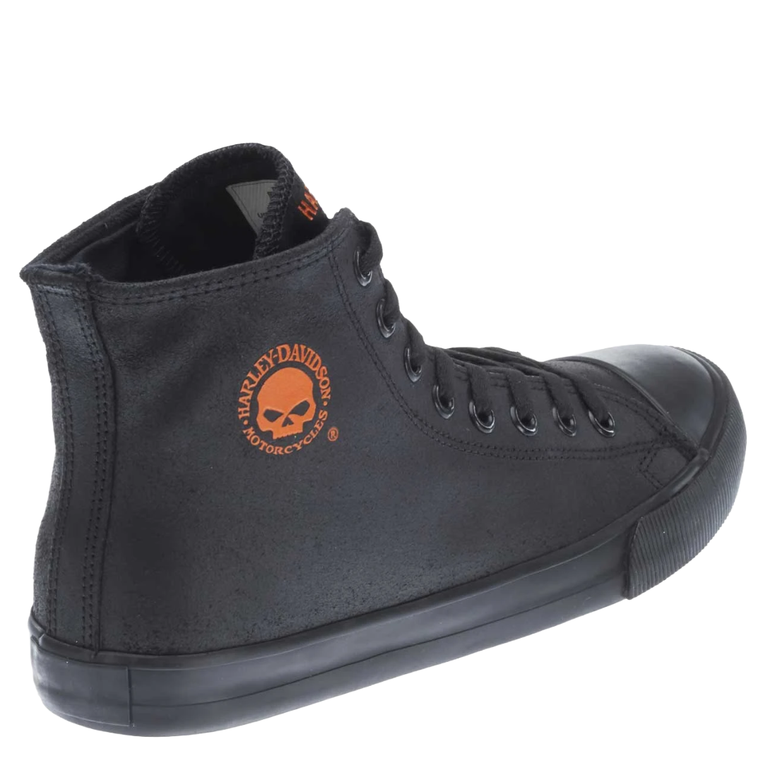 Harley Davidson Men's Baxter Black & Orange Leather Hi-Cut Sneaker D93343