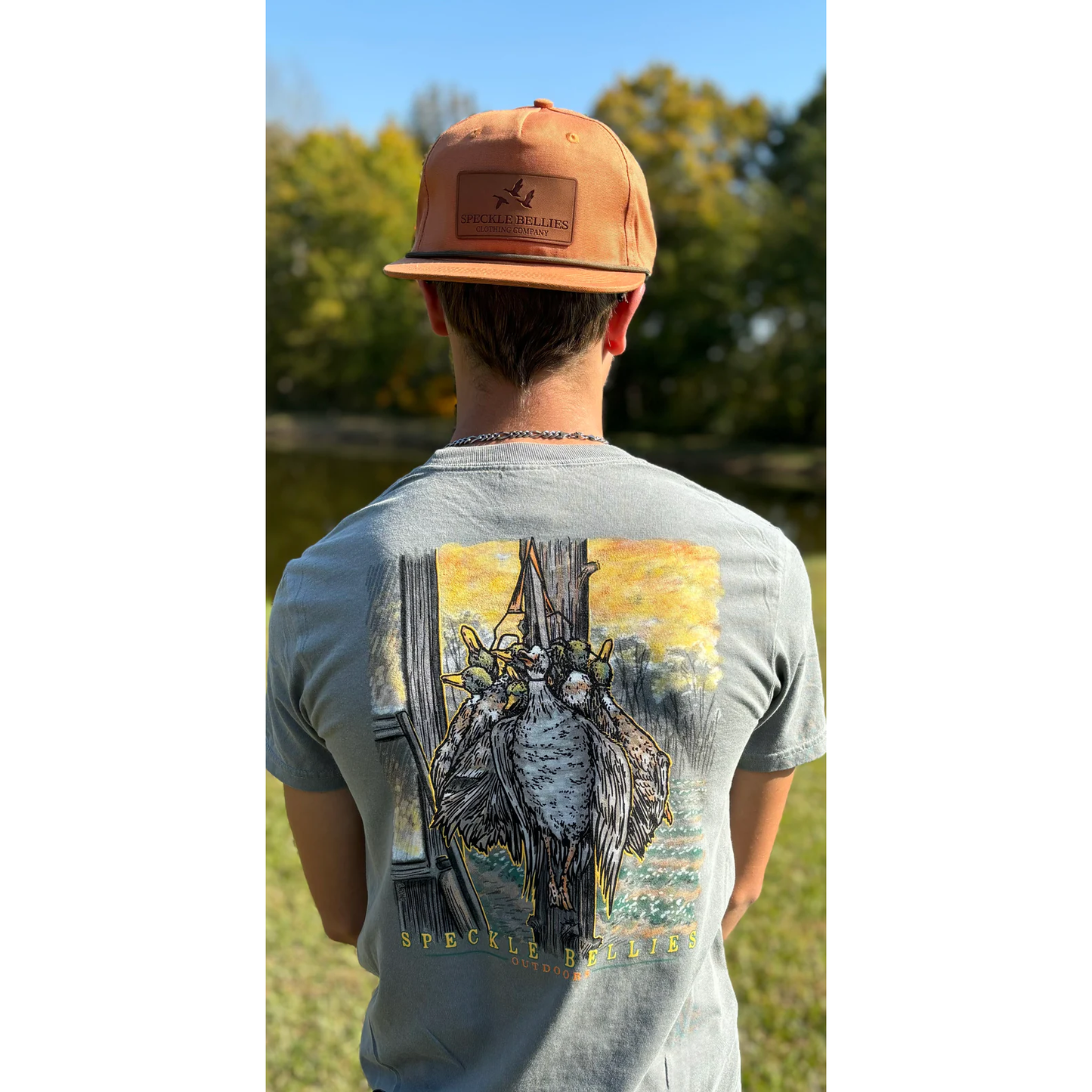 Speckle Bellies Men's Duck Stringer Graphic Grey T-Shirt STRINGER-PT