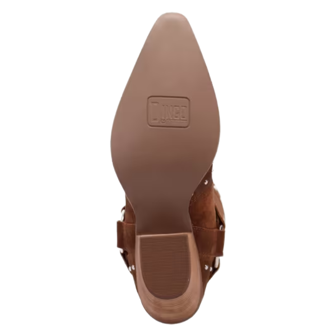 Dingo Ladies Lucky Stars Brown Suede Leather Harness Western Boot DI2350-BN