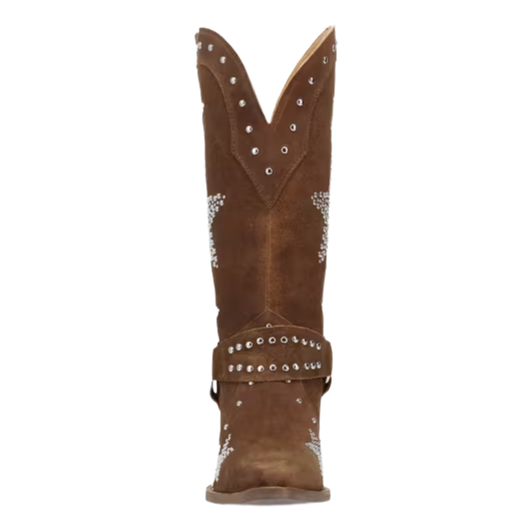 Dingo Ladies Lucky Stars Brown Suede Leather Harness Western Boot DI2350-BN