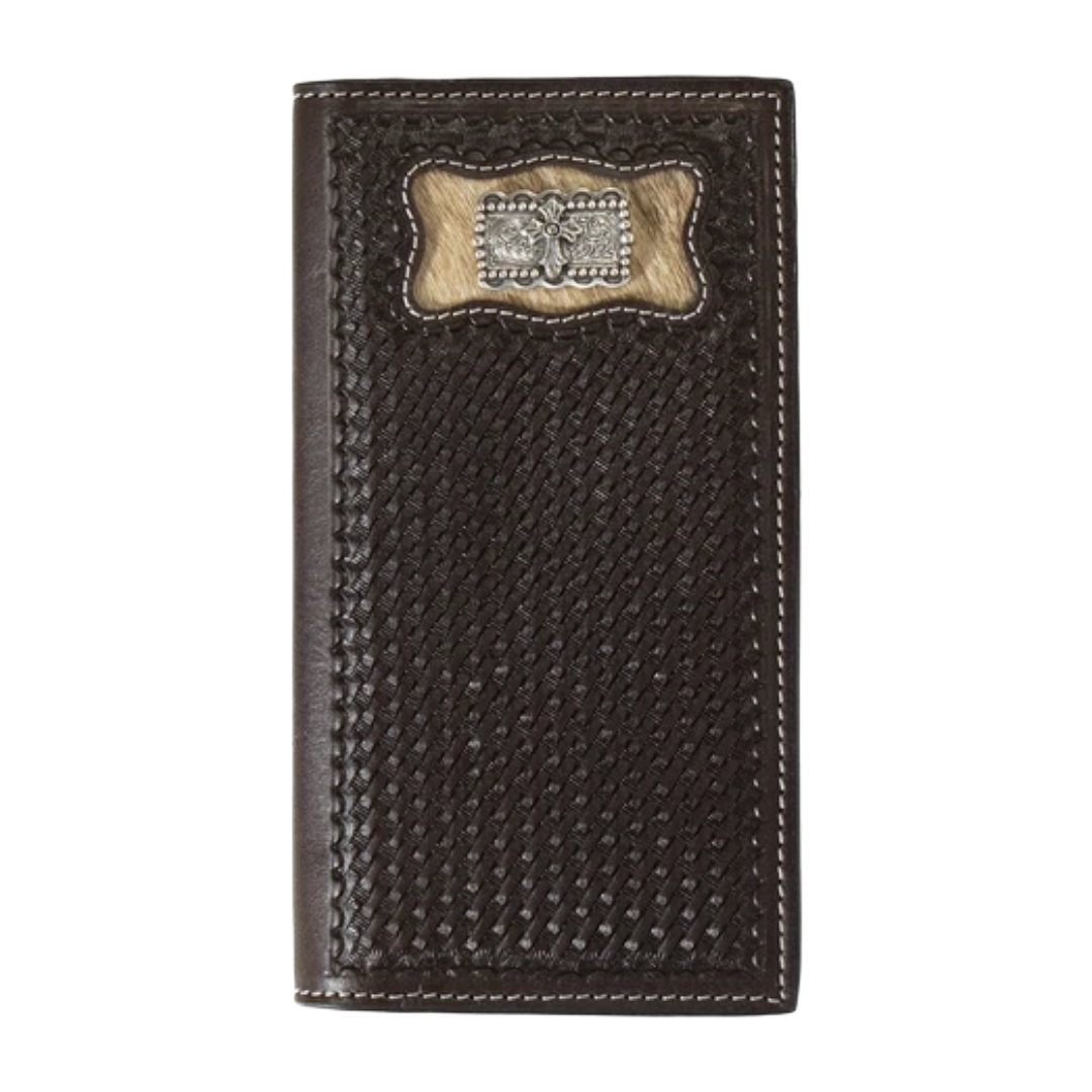 3D Belt Company Men's Brown Leather Calf Hair Inlay Rodeo Wallet D250008402