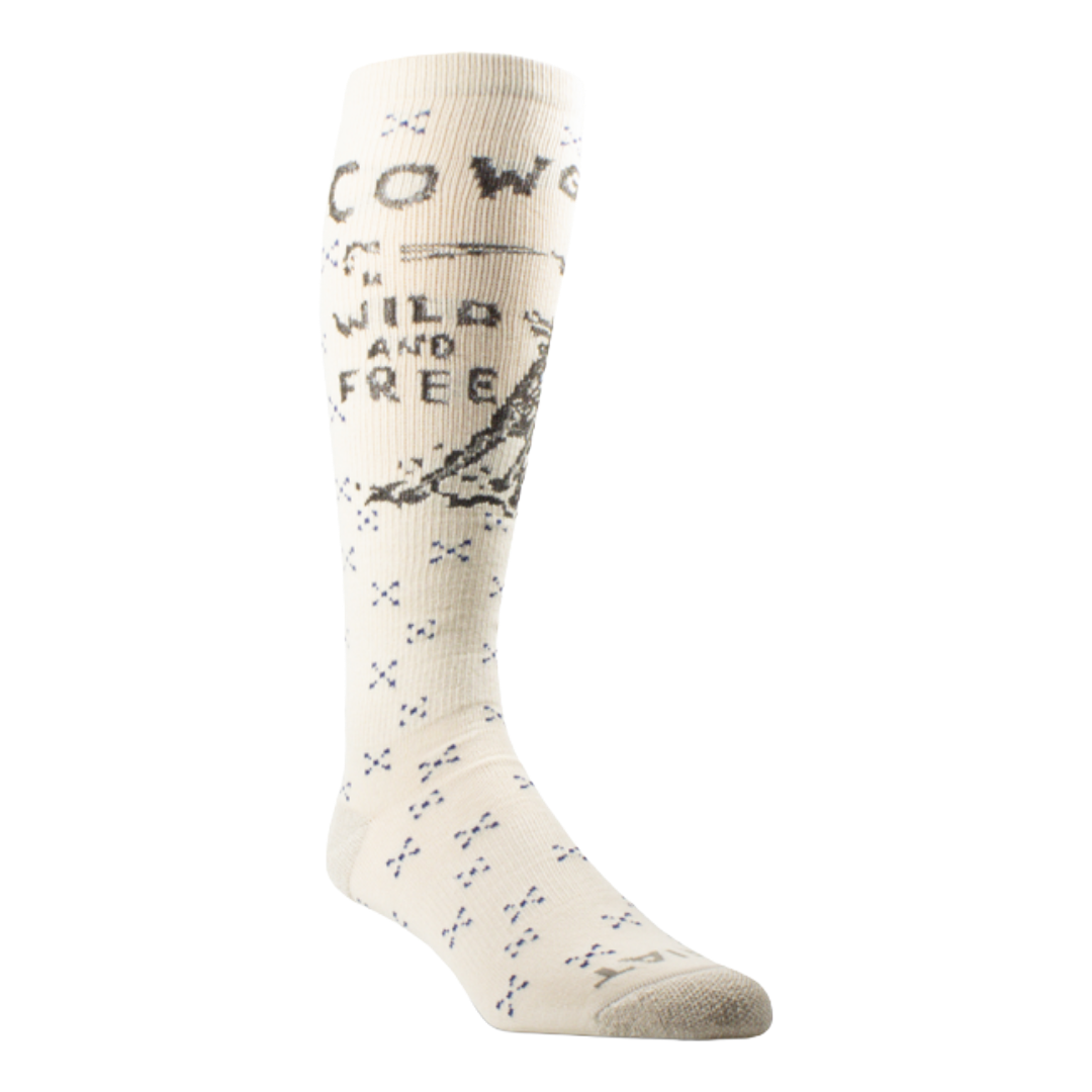 Ariat Ladies Cowgirl Wild & Free Cream 1-Pair Over The Calf Socks AR5013-250