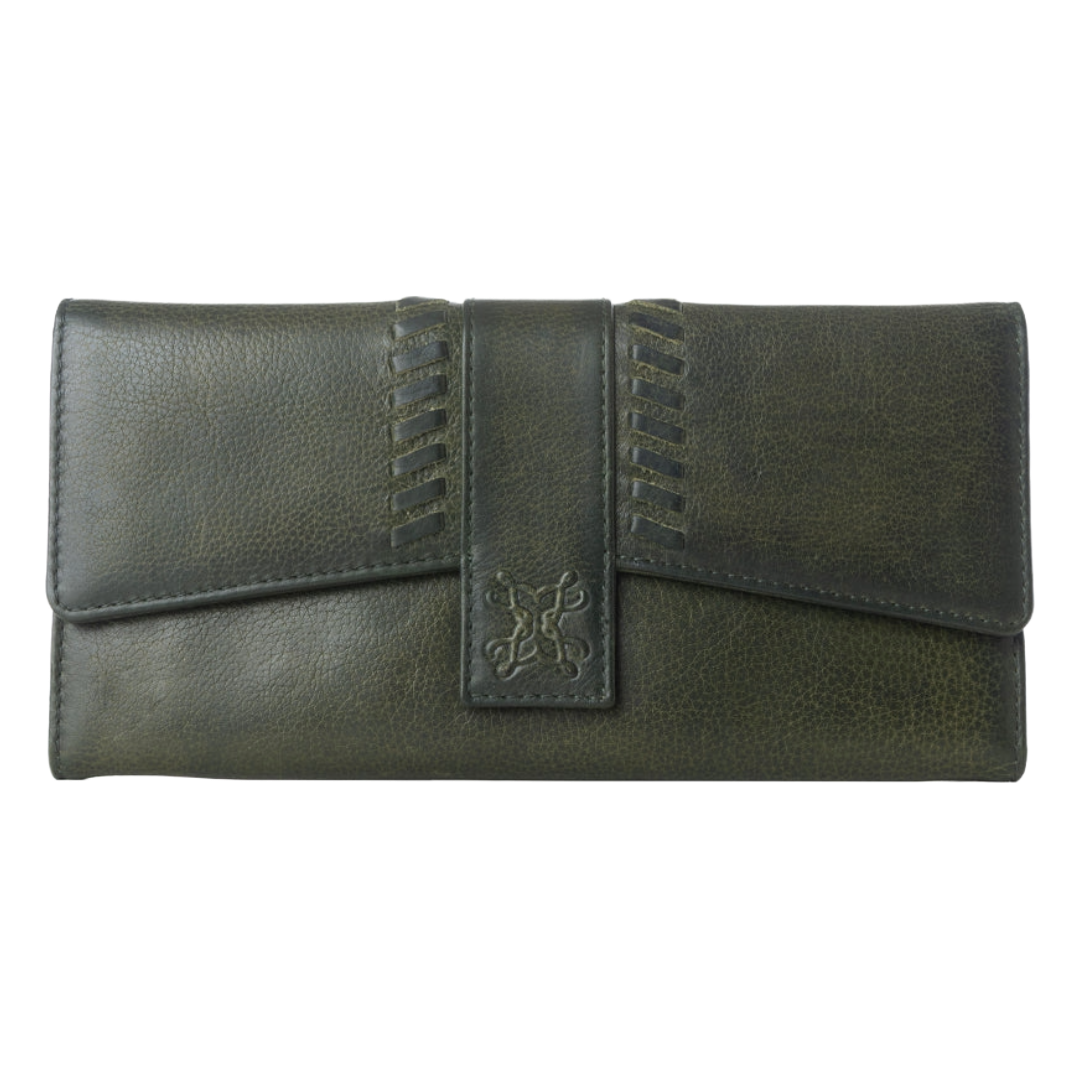 Myra Ladies Zidana Santa Fe Woven Luna Green Veg Tanned Leather Wallet S-13876