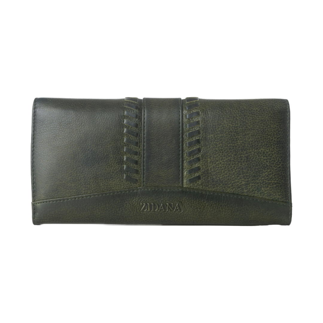 Myra Ladies Zidana Santa Fe Woven Luna Green Veg Tanned Leather Wallet S-13876