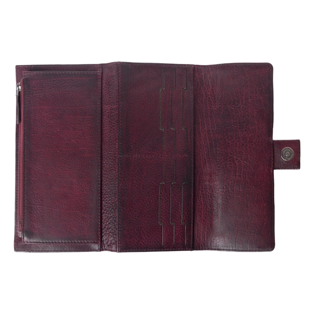 Myra Ladies Zidana Santa Fe Woven Twilight Berry Veg Tanned Leather Wallet S-13874