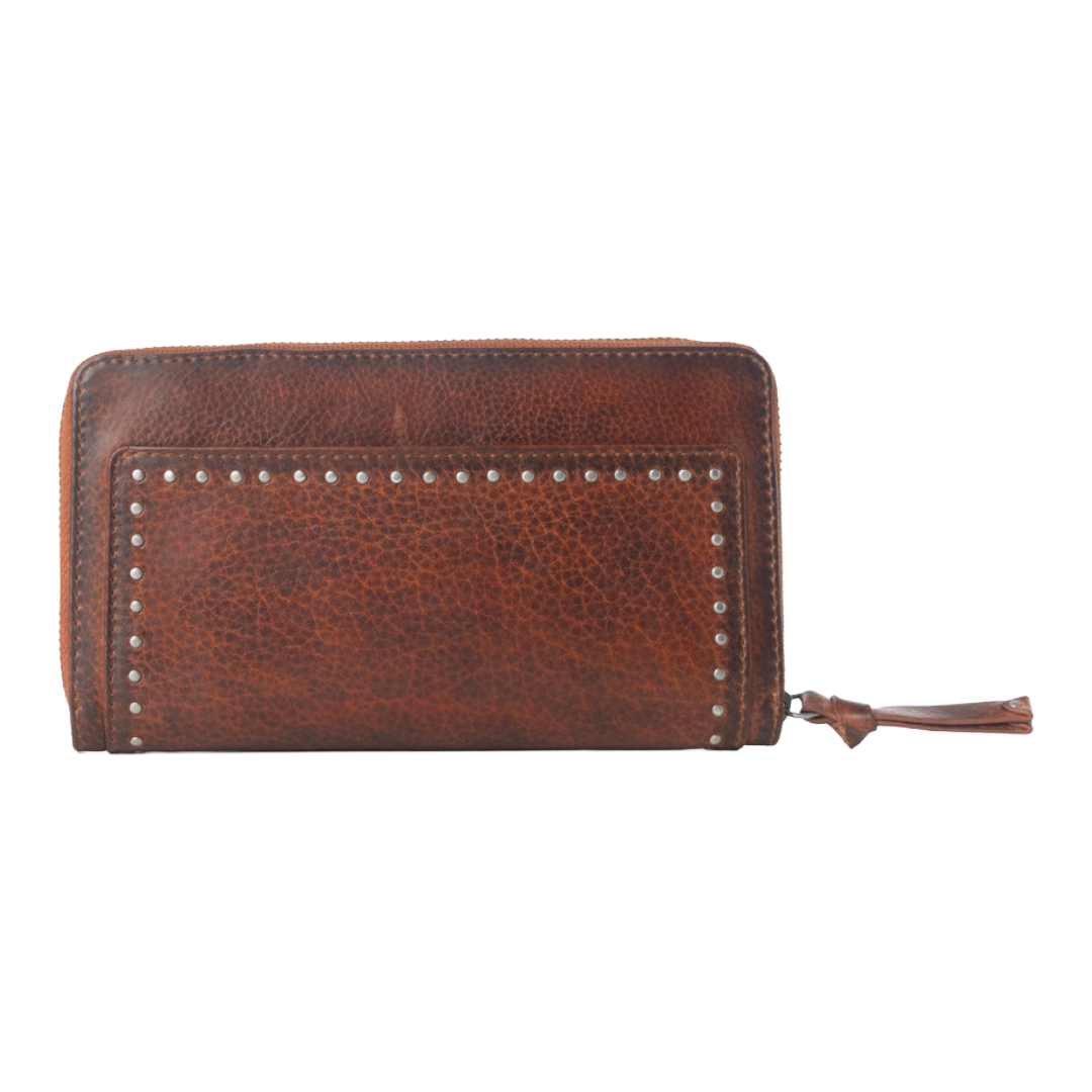 Myra Ladies Zidana Astra Studded Ember Red Veg Tanned Leather Wallet S-13872