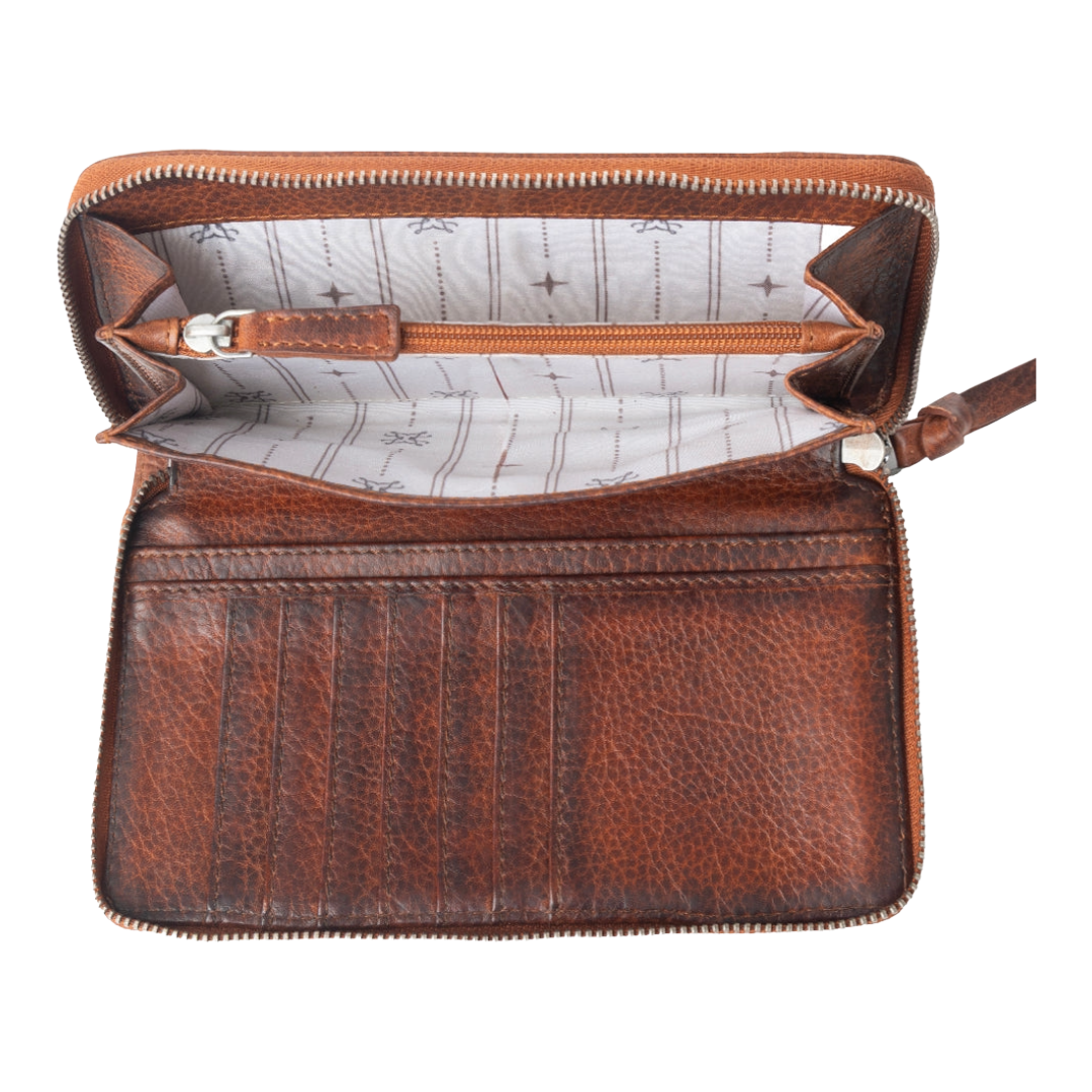 Myra Ladies Zidana Astra Studded Ember Red Veg Tanned Leather Wallet S-13872