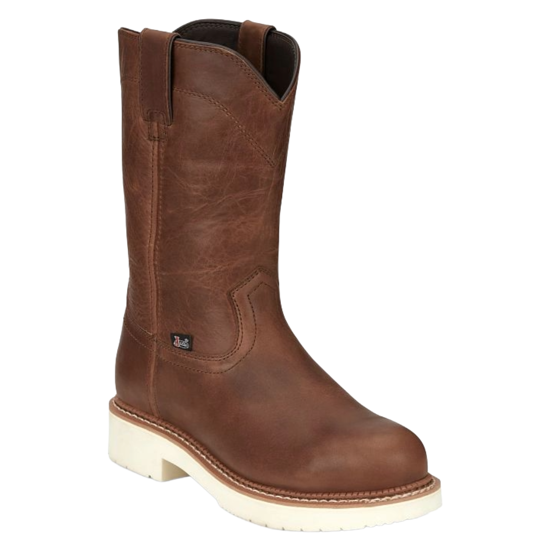 Justin Men's Brentwood Brown Round Up Steel Toe Work Boot MJ1700