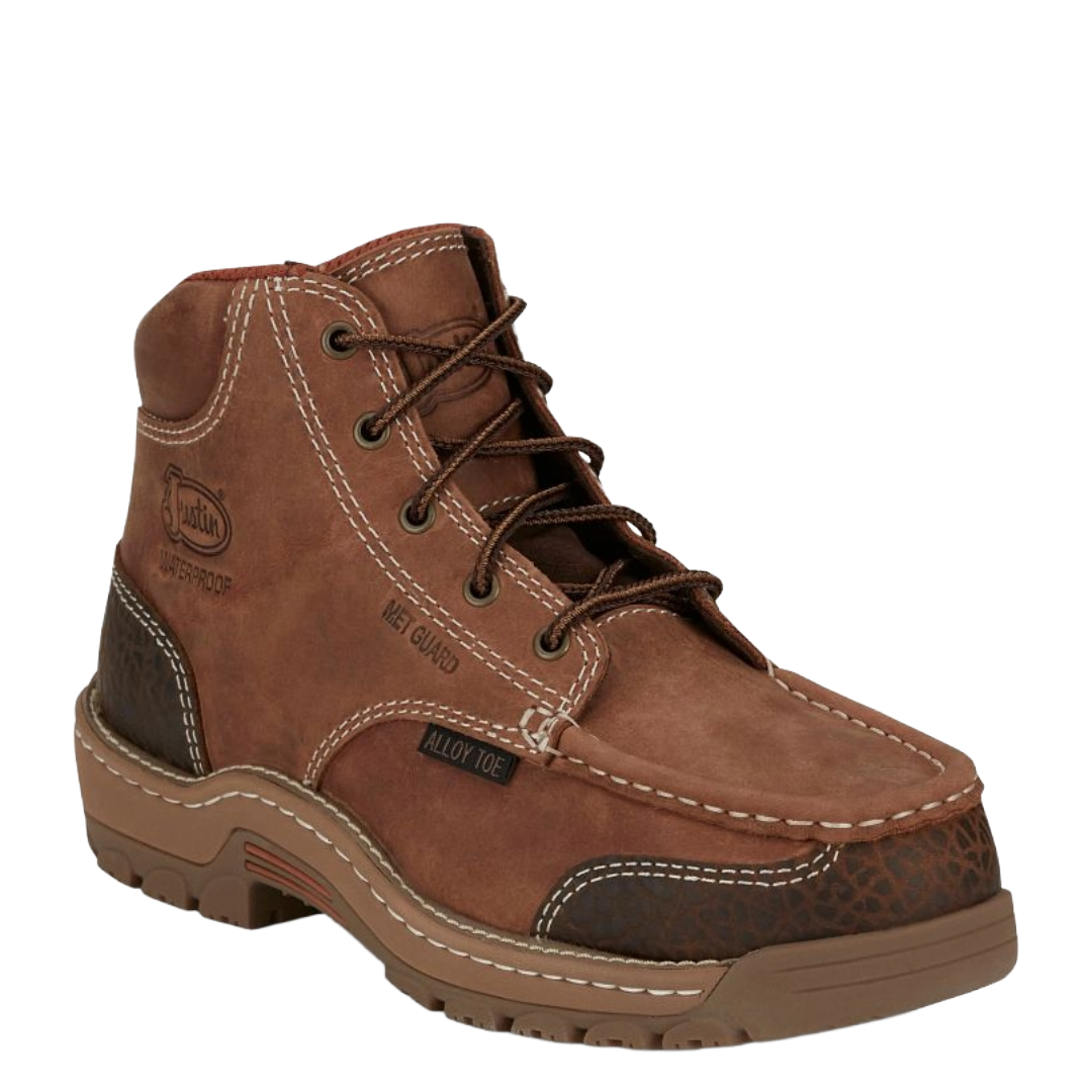 Justin Men's Corbett Barley Brown 5" Waterproof Alloy Toe Med Guard Work Boot SE255