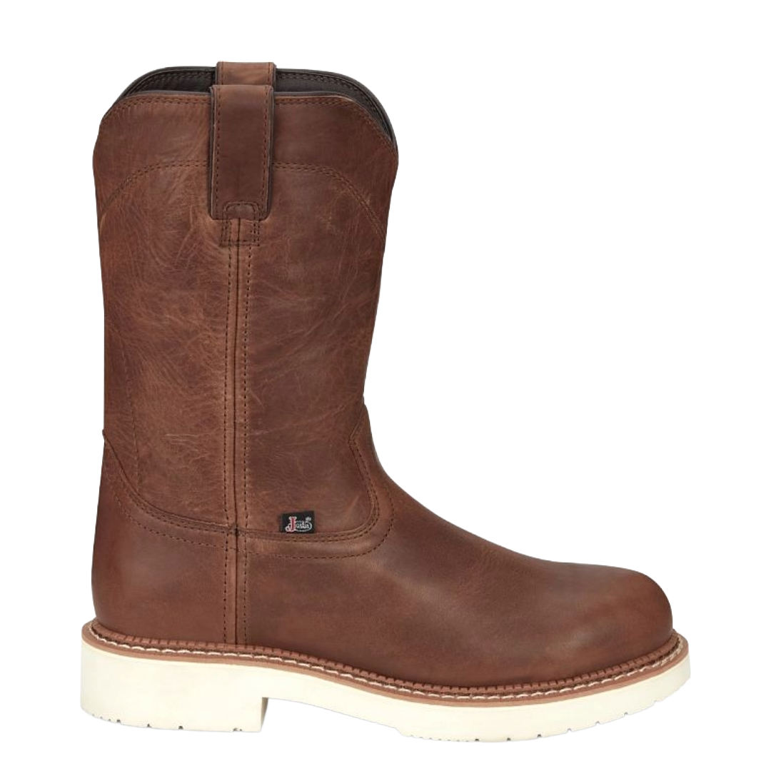 Justin Men's Brentwood Brown Round Up Steel Toe Work Boot MJ1700